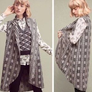 MOTH Anthropologie BLACK WHITE PATTERNED WOOL Cardigan Sweater Vest! Size XS!